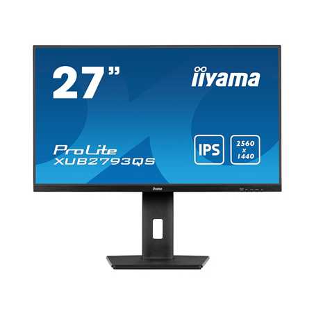 iiyama Prolite XU2793QS-B6 27 inch IPS Monitor, WQHD, 1ms, HDMI, DisplayPort, 100Hz, Speakers, Black, Internal PSU, VESA