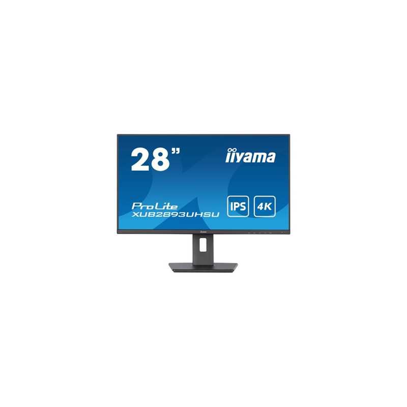 iiyama Prolite XUB2893UHSU-B5 2 inch IPS Monitor, 4K, 3ms, HDMI, DisplayPort, USB Hub, 60Hz, Speakers, Black, Internal PSU, VESA