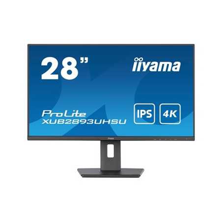 iiyama Prolite XUB2893UHSU-B5 2 inch IPS Monitor, 4K, 3ms, HDMI, DisplayPort, USB Hub, 60Hz, Speakers, Black, Internal PSU, VESA