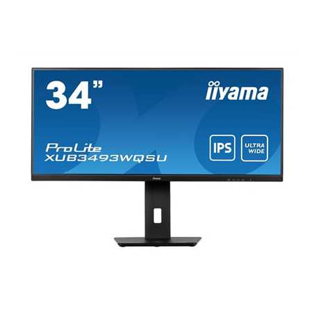 iiyama Prolite XUB3493WQSU-B5 34 inch IPS Monitor, Ultra Wide UWQHD, PIP, Freesync, 4ms, HDMI, DisplayPort, USB-Hub, 75Hz, Speak