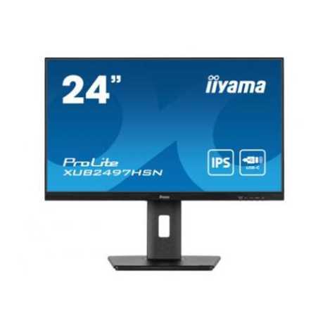 iiyama Prolite XUB2497HSN-B1 24 inch IPS Monitor, USB-C Dock, RJ45(LAN), Full HD, 1ms, HDMI, DisplayPort, USB-Hub, USB-C, 100Hz,