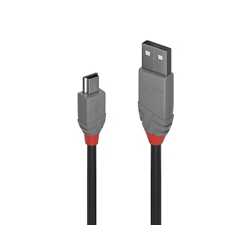 Lindy 36725 5m USB-A (M) 2.0 To USB Mini-B (M) 2.0 Anthra Line 480Mbps Cable - Black