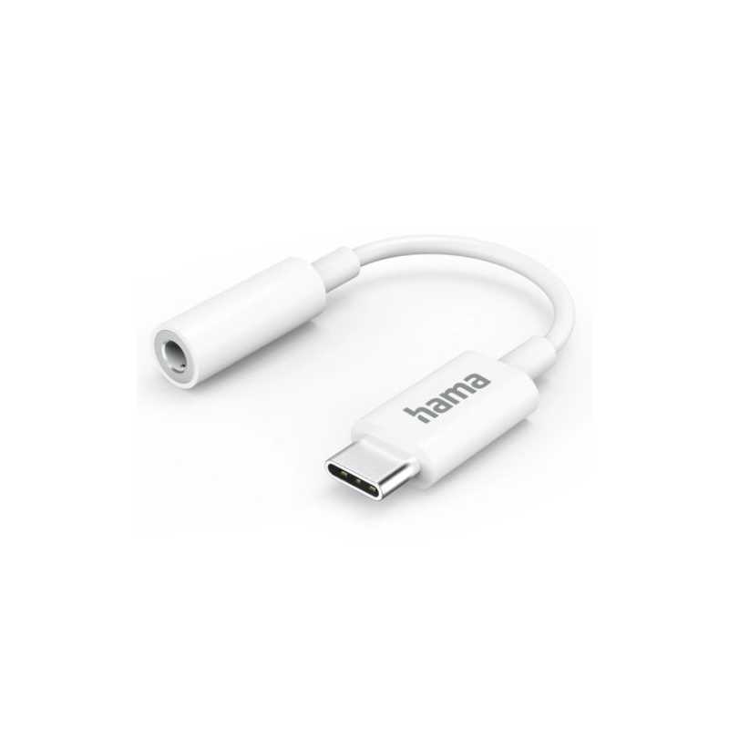 Hama USB Type-C Male to 3.5mm Jack Female Adapter, White