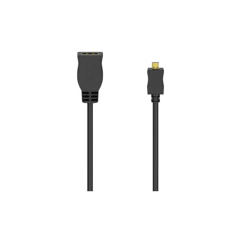 Hama HDMI Type-D (Micro) Male to HDMI Female Cable, Gold-Plated, 10cm