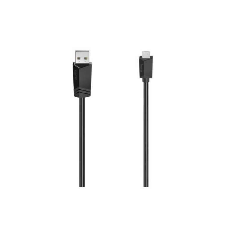 Hama USB-A to Micro USB Cable, USB 2.0, 1.5 Metre, Black