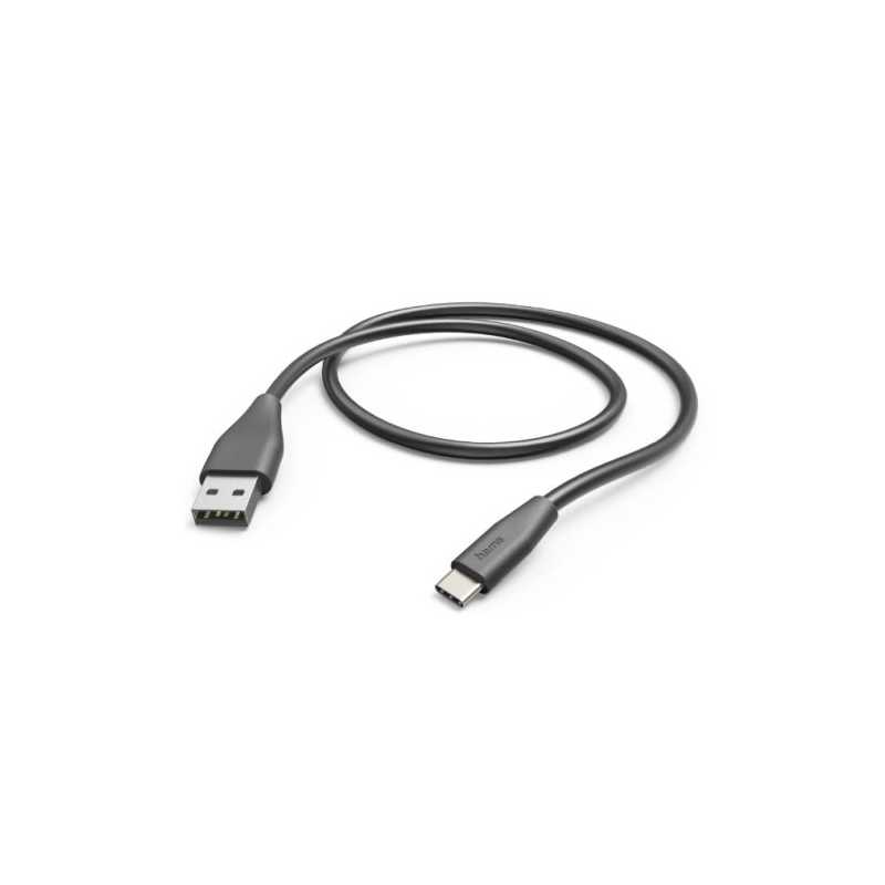 Hama USB-A to USB-C Quick Charging Cable, USB 2.0, 1.5 Metre, Black