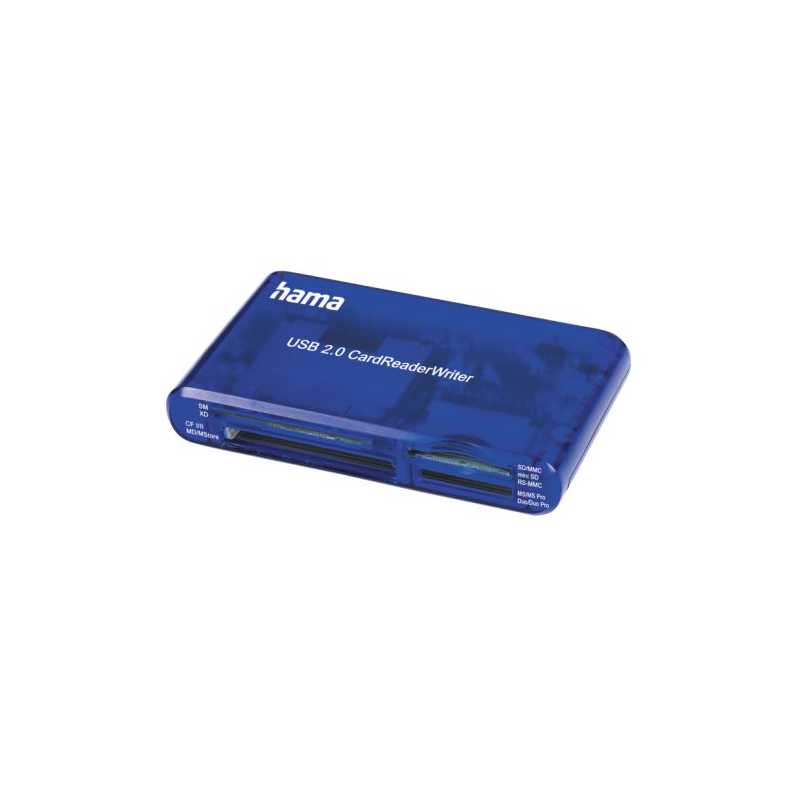 Hama External 35-in-1 USB 2.0 Card Reader, Blue, USB Powered