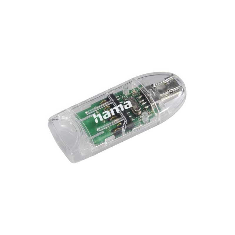 Hama External 8-in-1 USB 2.0 Card Reader, SD/microSD, Transparent, USB Powered