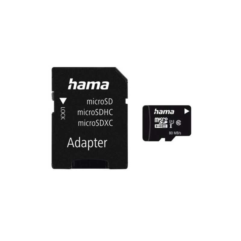 Hama 128GB MicroSDHC Card with SD Adapter, Class 10 UHS-I, Up to 80MB/s