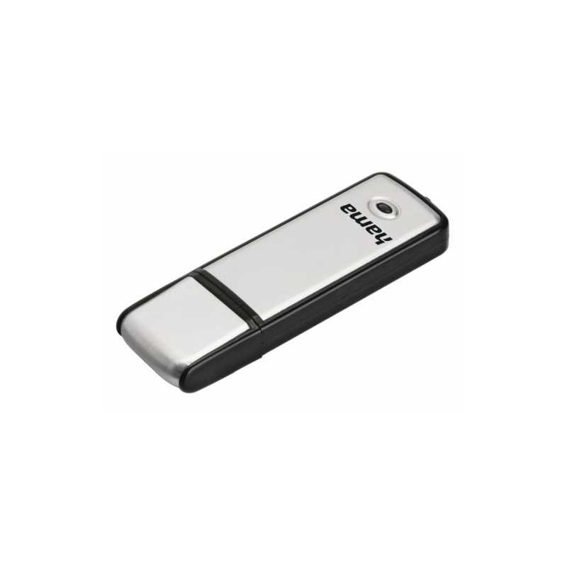 Hama Fancy 16GB USB 2.0 Memory Pen, Brushed Aluminium, Cap, Keyring, Black/Silver