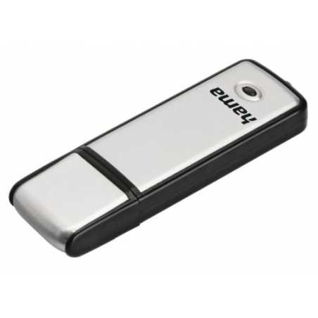 Hama Fancy 16GB USB 2.0 Memory Pen, Brushed Aluminium, Cap, Keyring, Black/Silver