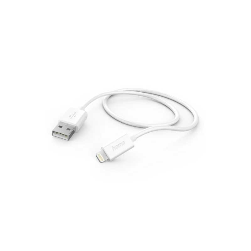 Hama Charging/Data USB-A to Lightning Cable, 480Mbps, 1.5 Metre, White