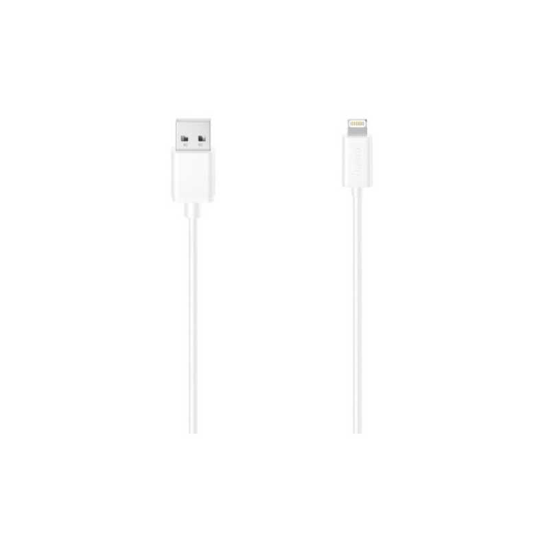 Hama Charging/Data USB-A to Lightning Cable, USB 2.0, 480Mbps, 1.5 Metre, White