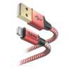 Hama Reflective Charging USB-A to Lightning Cable, 480Mbps, Nylon, 1.5 Metre, Red