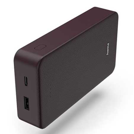 Hama Colour 20 Plum 20000mAh Fast Charge Powerbank, USB-A & USB-C, LED Capacity Indicator