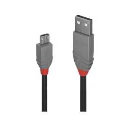 Lindy 36733 2m USB-A (M) 2.0 To USB Micro-B (M) 2.0 Anthra Line 480Mbps Cable - Black