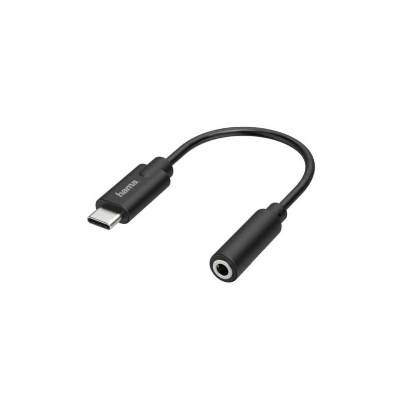 Hama USB Type-C Male to 3.5mm Jack Female Adapter, Black