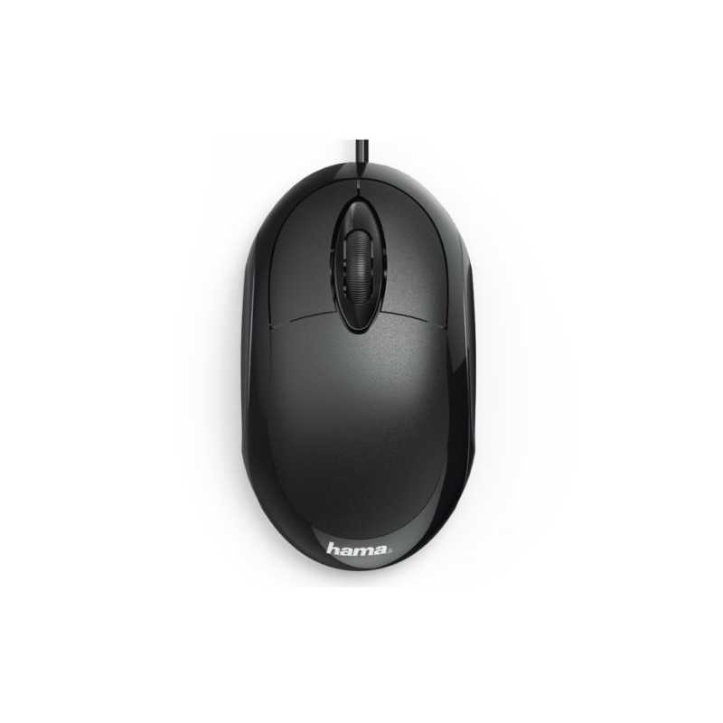 Hama MC-100 Compact Wired Optical Mouse, USB, 3 Buttons, Black