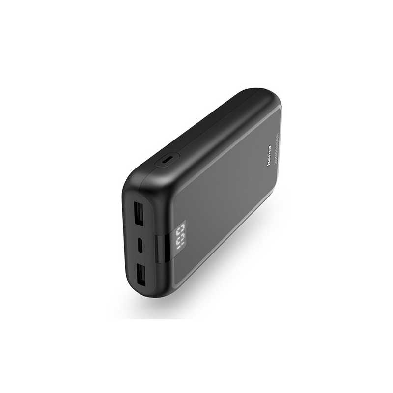 Hama Performance 20 20000mAh Fast Charge Powerbank, 2x USB-A, USB-C, LED Capacity Indicator, Grey