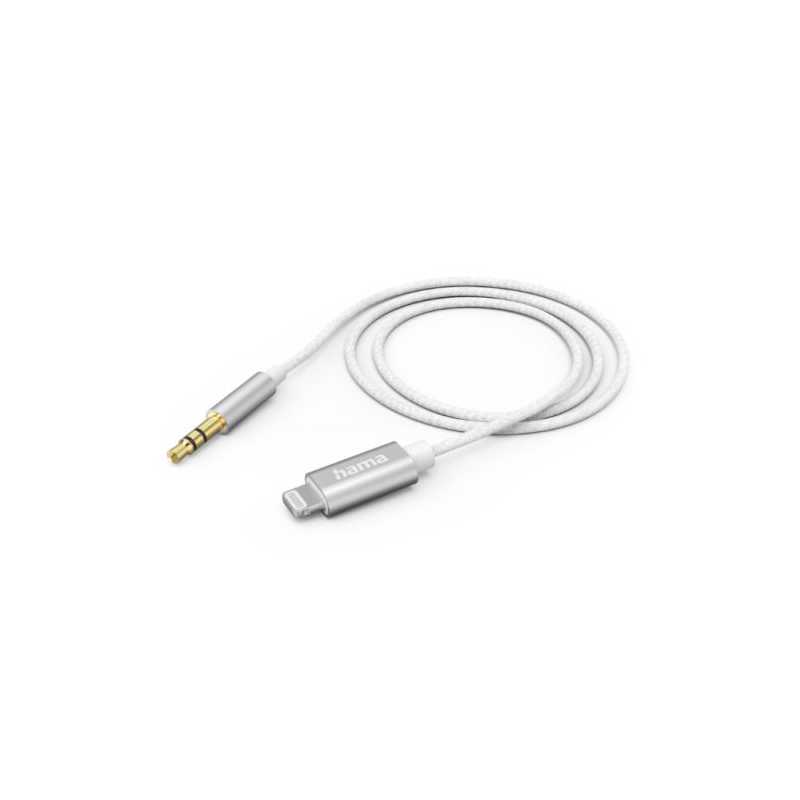 Hama Lightning Male to 3.5mm Jack Male Cable, Nylon, 1 Metre, White