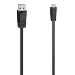 Hama Mini USB Cable, USB-A Male to USB Mini B Male, USB 2.0, 0.75 Metre, Black