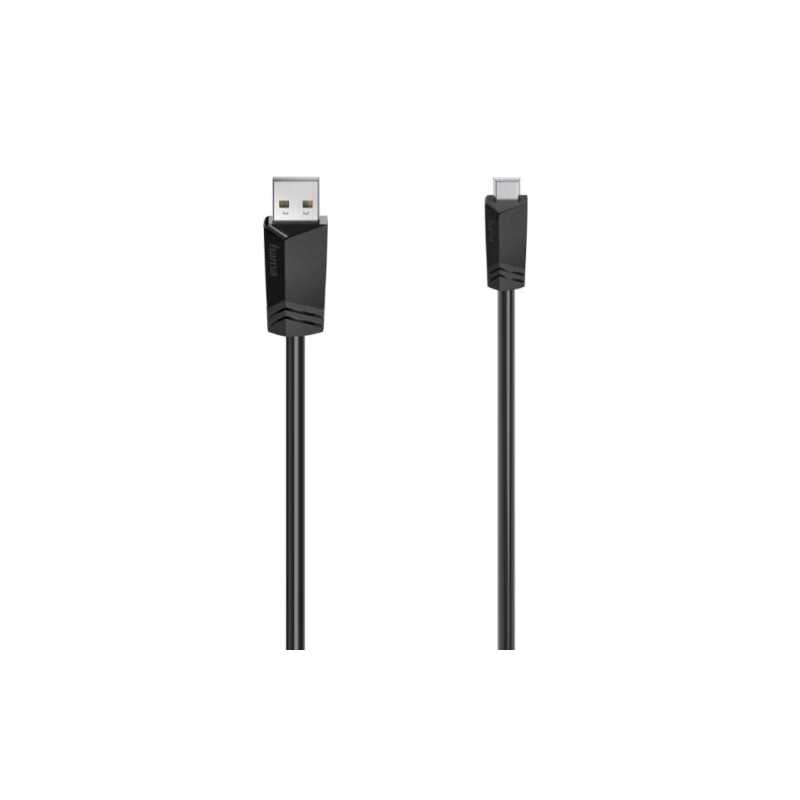 Hama Mini USB Cable, USB-A Male to USB Mini B Male, USB 2.0, 0.75 Metre, Black