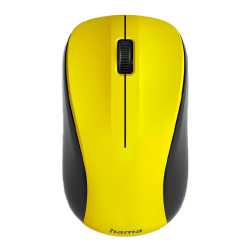 Hama MW-300 V2 Wireless Optical Mouse, 3 Buttons, Quiet, Ambidextrous, Yellow/Black