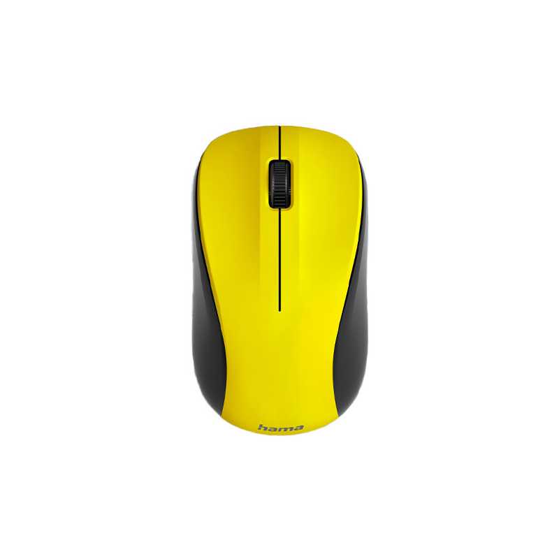 Hama MW-300 V2 Wireless Optical Mouse, 3 Buttons, Quiet, Ambidextrous, Yellow/Black