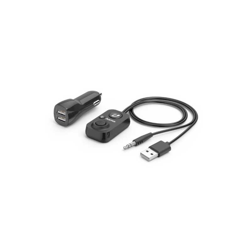 Hama Bluetooth Hands-Free Adapter for Cars with AUX-In, 2x USB-A, 1m Cable