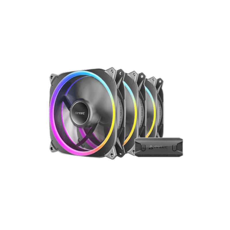 Antec Neo Prizm T3 140 ARGB PWM 14cm Case Fans (3-Pack), 30mm Thick, ARGB & PWM Fan Controller, Hydro Bearing, 600-1500 RPM, Bla