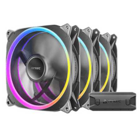 Antec Neo Prizm T3 140 ARGB PWM 14cm Case Fans (3-Pack), 30mm Thick, ARGB & PWM Fan Controller, Hydro Bearing, 600-1500 RPM, Bla