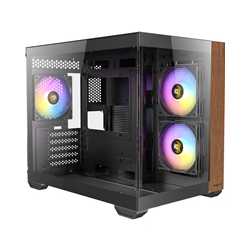 ANTEC CX600M Mini Tower Gaming Case, Black, 270 Full-View Tempered Glass with Exotic Wood, Up to 9 x 120 mm RGB Fans, 1 x USB 3.