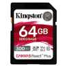 Kingston 64GB Canvas React Plus SD Card, UHS-II Class 10, U3, For 8K/3D/VR Videos/Photos, R/W 300/260MB/s