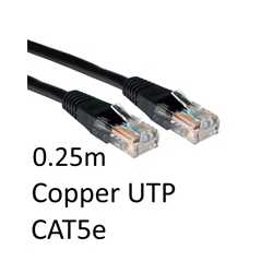 RJ45 (M) to RJ45 (M) CAT5e 0.25m Black OEM Moulded Boot Copper UTP Network Cable