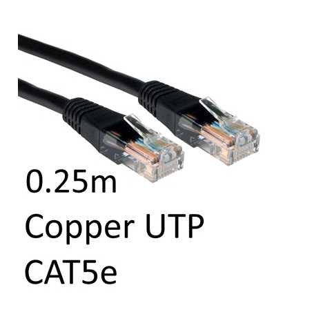 RJ45 (M) to RJ45 (M) CAT5e 0.25m Black OEM Moulded Boot Copper UTP Network Cable