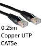 RJ45 (M) to RJ45 (M) CAT5e 0.25m Black OEM Moulded Boot Copper UTP Network Cable