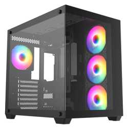 CRONUS Pallas Case, Gaming, Black, Mid Tower, 1 x USB 3.0 / 2 x USB 2.0, Tempered Glass Front & Side Window Panels, Addressable 