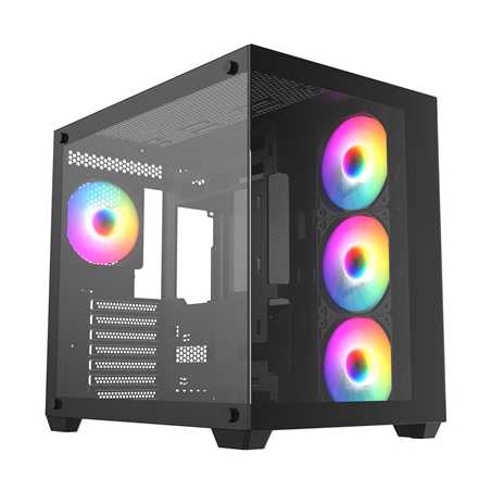 CRONUS Pallas Case, Gaming, Black, Mid Tower, 1 x USB 3.0 / 2 x USB 2.0, Tempered Glass Front & Side Window Panels, Addressable 