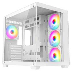 CRONUS Pallas Case, Gaming, White, Mid Tower, 1 x USB 3.0 / 2 x USB 2.0, Tempered Glass Front & Side Window Panels, Addressable 