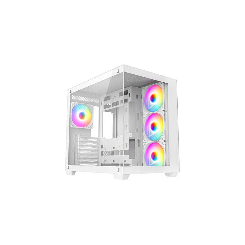 CRONUS Pallas Case, Gaming, White, Mid Tower, 1 x USB 3.0 / 2 x USB 2.0, Tempered Glass Front & Side Window Panels, Addressable 