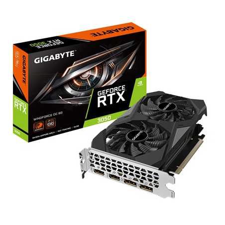 Gigabyte NVIDIA GeForce RTX 3050 WINDFORCE OC 6G Graphics Card, 6GB GDDR6, 2304 CUDA Cores, 1477 MHz Core Clock, Dual Fan, 2x Di