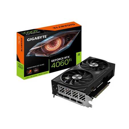 Gigabyte NVIDIA GeForce RTX 4060 Ti WINDFORCE OC V2 8G Graphics Card, 8GB GDDR6, 4352 CUDA Cores, 2550 MHz Core Clock, Dual Fan,