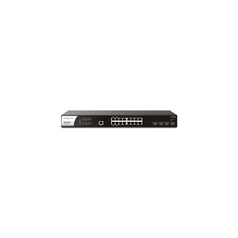 DrayTek VSPQ2200XB-K VigorSwitch PQ2200xb 16 Port 2.5 GbE POE+ Managed Layer 2+ Switch with 4x POE++ Ports and 4x 10GbE SFP+ Por