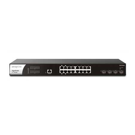 DrayTek VSPQ2200XB-K VigorSwitch PQ2200xb 16 Port 2.5 GbE POE+ Managed Layer 2+ Switch with 4x POE++ Ports and 4x 10GbE SFP+ Por