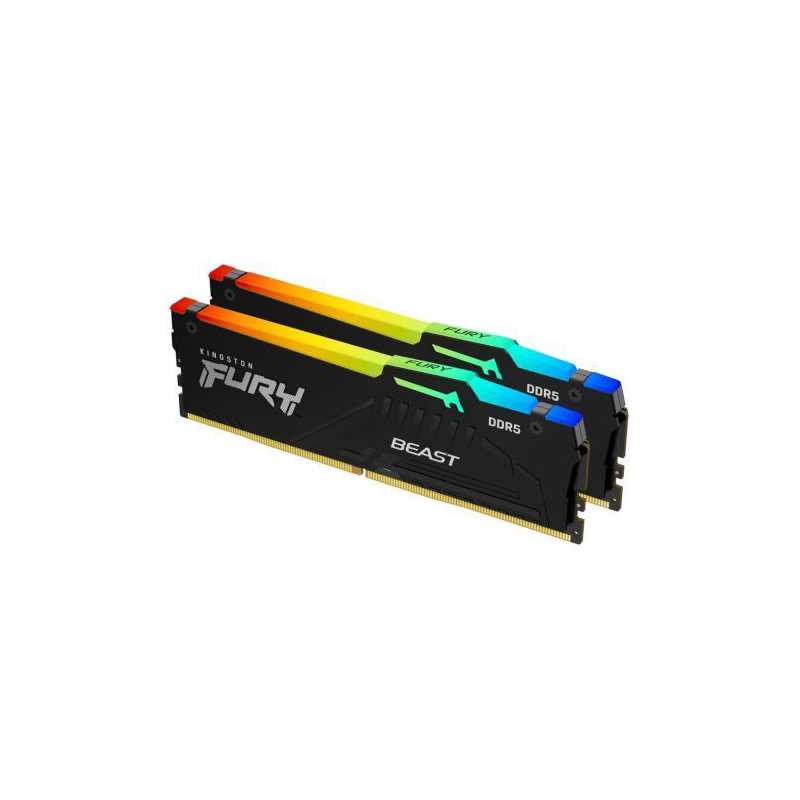 Kingston Fury Beast RGB 32GB Kit (2 x 16GB), DDR5, 6000MHz (PC5-48000), CL36, 1.35V, ECC, PMIC, AMD EXPO, DIMM Memory