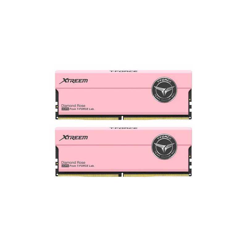 Team T-Force Xtreem 32GB Kit (2 x 16GB), DDR5, 7200MHz (PC5-57600), CL34, ECC, XMP 3.0, PMIC, DIMM Memory, Pink