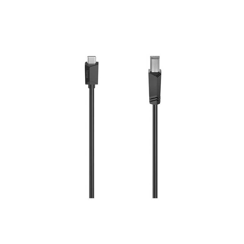 Hama USB-C to USB-B Cable, USB 2.0, 1.5 Metre, Black