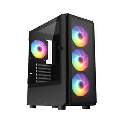 CRONUS Achos V2 Case, Gaming, Black, Mid Tower, 1 x USB 3.0 / 2 x USB 2.0, Tempered Glass Side & Front Window Panels, Addressabl