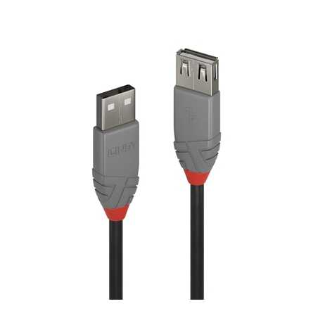 Lindy 36701 0.5m USB-A (M) 2.0 To USB-A (F) 2.0 Anthra Line 480Mbps Extension Cable - Black