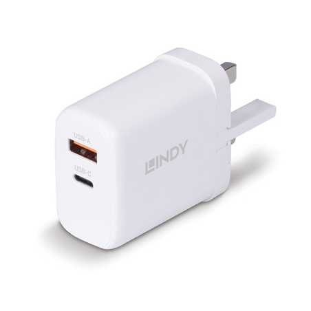 LINDY 73429 65W USB Type A & C GaN Charger UK Plug